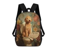 sinyumoney Golden Retriever on Toilet Reading Dog News Backpack School Bag Large School Backpack for Boys - Perfect for Travel, Work And Daily Use 17inch