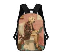 sinyumoney Golden Retriever on Toilet School Backpack Large Water Resistant Laptop Backpack for Girls Boys Teenage 17inch