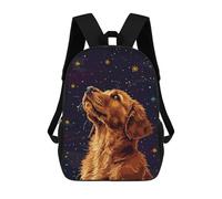 sinyumoney Golden Retriever Pixel Art School Backpack Water Resistant Travel Backpack Computer Bag for Girls Boys Teenage 17inch