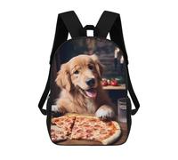 sinyumoney Golden Retriever Pizza Dog Backpack School Bag Rucksack Casual Daypacks School Work Travel Bag for Girl, Teen Girls 17inch