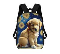 sinyumoney Golden Retriever Puppy Art Print Backpack School Bag Secondary Causal Travel High School Bags for Boys/Girls/Teenagers 17inch