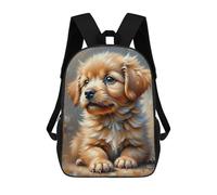 sinyumoney Golden Retriever Puppy Children's 17 Inch School Backpack 3D Printed Casual Daypacks for Kids Travel Rucksacks Book Bags Kids School Bag