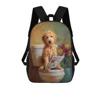 sinyumoney Golden Retriever Reading Dog News School Backpack High Secondary School Bags Casual Backpack for Girl, Teen Girls 17inch