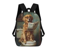 sinyumoney Golden Retriever Reading Newspaper-8 3D Printed 17inch Kids School Backpack School Bag Fashion Rucksacks for Boys Elementary And Middle School Students