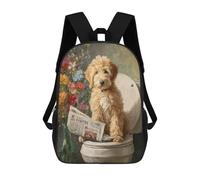 sinyumoney Golden Retriever Reading Newspaper on Toilet School Bags Large Water Resistant Laptop Backpack - Perfect for Travel, Work And Daily Use 17inch