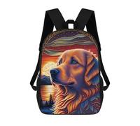 sinyumoney Golden Retriever Style 2 Backpacks Kids 17inch School Backpack School Bag 3D Printed School Bag for Boys Elementary And Middle School Students