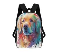 sinyumoney Golden Retriever Style 7 Rucksacks 3D Printed Children Backpacks Fashion Casual Daypack Cute Travel Bags Outdoor Casual Daypack for Boy And Girl 17inch