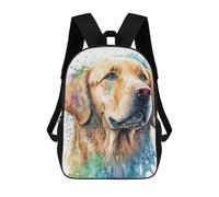 sinyumoney Golden Retriever Watercolor Art Print 3D Printed School Bag Children's School Backpack Schoolbags Travel Backpacks Casual Fashion Bag for Kids School Students 17inch