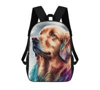 sinyumoney Golden Retriever Watercolor School Bag 3D Printed Backpacks Fashion Kids School Backpack Boys Rucksacks for Boys Middle School Students 17inch