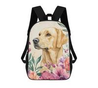 sinyumoney Golden Retriever with Flowers Kids Backpacks Children Bag,Anime Bag,Large Capacity Kids Backpack, 3D Printed Children's,Student Schoolbag,Kids Boys Girls School Bag 17inch