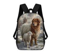 sinyumoney Golden Retriever with Sheep in Winter Scene Backpack School Daypacks Business Backpack Water Resistant Bookbag for Camping Outdoor Adventures And Daily Travel 17inch