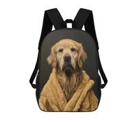 sinyumoney Golden Retriever Wrapped in Blanket School Backpack 3D Printed Children's 17inch Backpacks Bag Bookbag for Kids Boy Girl Book Bags Kids School Bag Travel Rucksacks