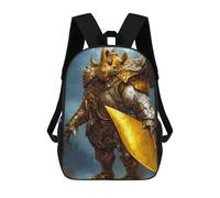 sinyumoney Golden Rhino Armor Statue Backpack for Boys Teen Students, Girls Rucksack Bags Toddler Elementary Middle School Bookbag 17inch