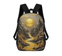 sinyumoney Golden River Mountain Landscape Art Children's Backpacks School Backpack 3D Printed Backpack for Kids Travel Rucksacks Book Bags Kids School Bag 17inch