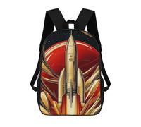 sinyumoney Golden Rocket Launch Backpack Schoolbags for Boys Girls Casual Sport Daypack Elementary Primary Large Capacity Bookbags 17inch