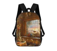 sinyumoney Golden Room with Sea View Backpack 3D Print Kids Bag Elementary Students Daypack Lightweight School Bag for Children Girls Boys Nursery Lunch Pack 17inch