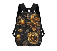 sinyumoney Golden Rose Bouquet Backpacks Kids Student Schoolbag,3D Printed Backpacks,Elementary And Middle School Students Backpacks for Boys Girls 17inch