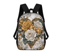 sinyumoney Golden Rose Bouquet Wall Art Backpack School Rucksack Casual Daypacks School Work Travel Bag for Men, Women & Teenage Boys 17inch