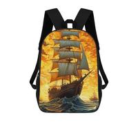 sinyumoney Golden Sails at Sunset Kids Backpacks,3D Personalized School Bookbags for Boys Girls Large Schoolbags Casual Daypack 17inch