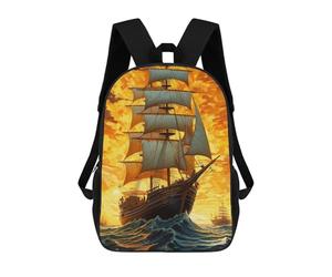 sinyumoney Golden Sails at Sunset School Bags Daypacks Business Backpack Water Resistant Bookbag for Men, Women & Teenage Boys 17inch