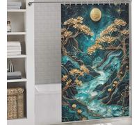 sinyumoney Golden Sakura Dreams Decor Bath Curtains 100% Polyester Fabric Washable Shower Curtains Mould Proof for Bathroom Wet Room 53.54x70.87Inch（136x180cm）