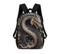 sinyumoney Golden Serpent Artwork 3D Printed Children's School Backpack for Kids High Capacity Travel Rucksacks Book Bags Kids School Bag Back Pack 17inch