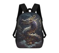 sinyumoney Golden Serpent in Clouds 3D Printed Children's School Backpack for Kids High Capacity Travel Rucksacks Book Bags Kids School Bag Back Pack 17inch