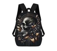 sinyumoney Golden Skull And Florals School Backpack Water Resistant Travel Backpack Computer Bag - Perfect for Travel, Work And Daily Use 17inch