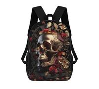 sinyumoney Golden Skull Backpacks Kids School Backpack Fashion School Bag 3D Printed School Bag for Boys Elementary And Middle School Students 17inch