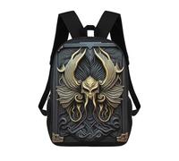 sinyumoney Golden Skull Kraken Kids School Backpack 17 Inch School Bag 3D Printed School Bag for Boys Elementary And Middle School Students