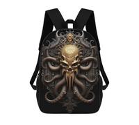 sinyumoney Golden Skull Kraken Lord Backpack School Bag Daypacks Business Backpack Water Resistant Bookbag for Girls Boys Teenage 17inch