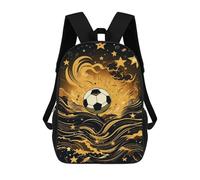 sinyumoney Golden Soccer Ball Artwork Children's Backpacks 17inch School Backpack 3D Printed Bag Bookbag for Kids Travel Rucksacks Boy Girl Book Bags Kids School Bag