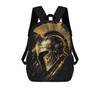 sinyumoney Golden Spartan Helmet Art Print-2 Backpack School Daypacks Business Backpack Water Resistant Bookbag for Camping Outdoor Adventures And Daily Travel 17inch