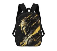 sinyumoney Golden Spartan Helmet Art Print Rucksack Water Resistant Travel Backpack Computer Bag for Campus Outdoor Travel Sports 17inch