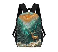 sinyumoney Golden Stag Monarchs Realm Kids Backpack, Kids School Bag 3D Printed School Backpacks for Boys And Teenager School Students 17inch