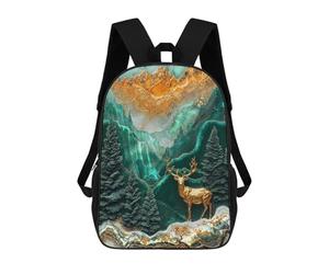 sinyumoney Golden Stag Monarchs Realm Kids Backpack, Kids School Bag 3D Printed School Backpacks for Boys And Teenager School Students 17inch