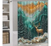 sinyumoney Golden Stag Monarchs Realm Shower Curtains Mould Proof Waterproof Polyester Fabric Decor Bath Curtains for Bathroom Wet Room 64.17x70.87Inch（163x180cm）