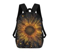 sinyumoney Golden Sunflower Bloom Kids School Backpack 3D Printed Backpacks Fashion School Bag Rucksacks for Boys Elementary And Middle School Students 17inch