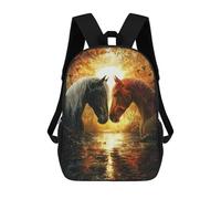 sinyumoney Golden Sunset Horse Pair Backpack School Bag High Secondary School Bags Casual Backpack - Perfect for Travel, Work And Daily Use 17inch