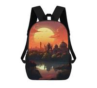 sinyumoney Golden Sunset Palace Reflections School Backpack for Girls 17inch Casual Daypack Lightweight Rucksack Boy Girl Backpack for Middle School Students