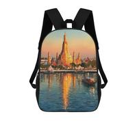 sinyumoney Golden Sunset Temple Reflections Backpacks 3D Printed Kids School Backpack School Bag Fashion Rucksacks for Boys Elementary And Middle School Students 17inch