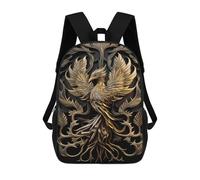 sinyumoney Golden Supreme Phoenix 3D Printed Children's School Backpack for Kids High Capacity Travel Rucksacks 17 Inch Book Bags Kids