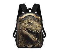 sinyumoney Golden T Rex Dinosaur Art 17 Inch Kids Backpack Fashion Fun Backpack Book Bag for Boys And Teenager 3D Printed for Boys