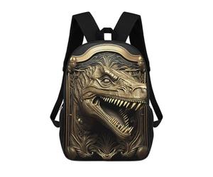 sinyumoney Golden T Rex Dinosaur Art 17 Inch Kids Backpack Fashion Fun Backpack Book Bag for Boys And Teenager 3D Printed for Boys