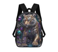 sinyumoney Golden Technology Tiger Rucksacks 3D Printed Children 17inch Backpacks Fashion Casual Daypack Travel Bags Outdoor Casual Daypack for Boy And Girl