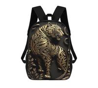 sinyumoney Golden Tiger Artwork-1 Backpack for School 3D Printed Boys Girls School BagChildren Bookbag Travel Rucksack 17inch