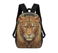 sinyumoney GOLDEN TIGER Backpack 3D Printed Children's School Backpack for Kids High Capacity Travel Rucksacks Book Bags Kids School Bag Back Pack 17inch