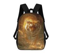 sinyumoney Golden Tiger Fantasy Artwork 17inch School Bag 3D Printed Children's School Backpack Casual Fashion Travel Backpacks for Kids School Students