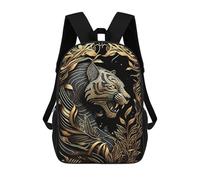 sinyumoney Golden Tiger Illustration School Bag 3D Printed Backpacks Fashion Kids School Backpack Boys Rucksacks for Boys Middle School Students 17inch