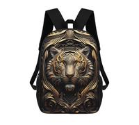 sinyumoney Golden Tiger Portrait-1 School Bag 3D Printed Backpacks Fashion Kids School Backpack Boys Rucksacks for Boys Middle School Students 17inch